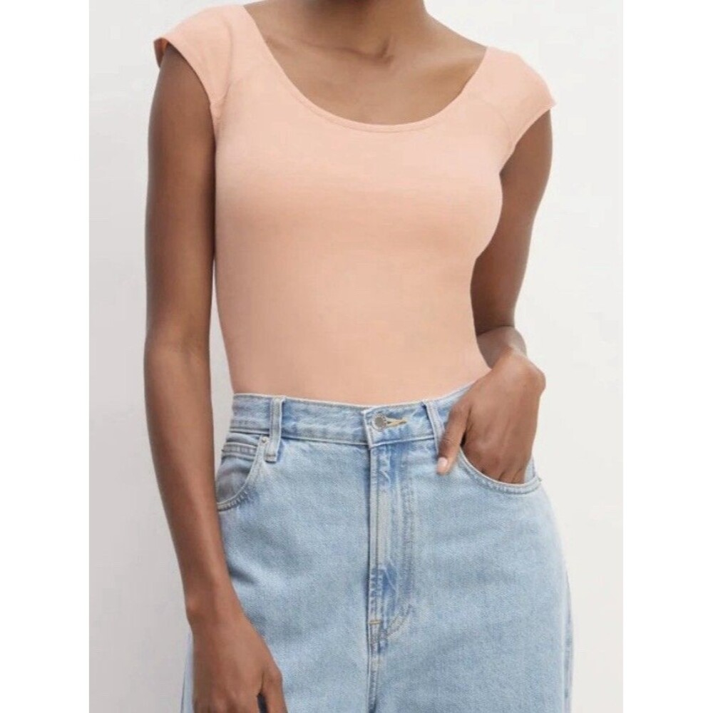 Everlane Women's Tank Supima Form Cap-Sleeve Tee Blush Pink Summer XXS, NEW